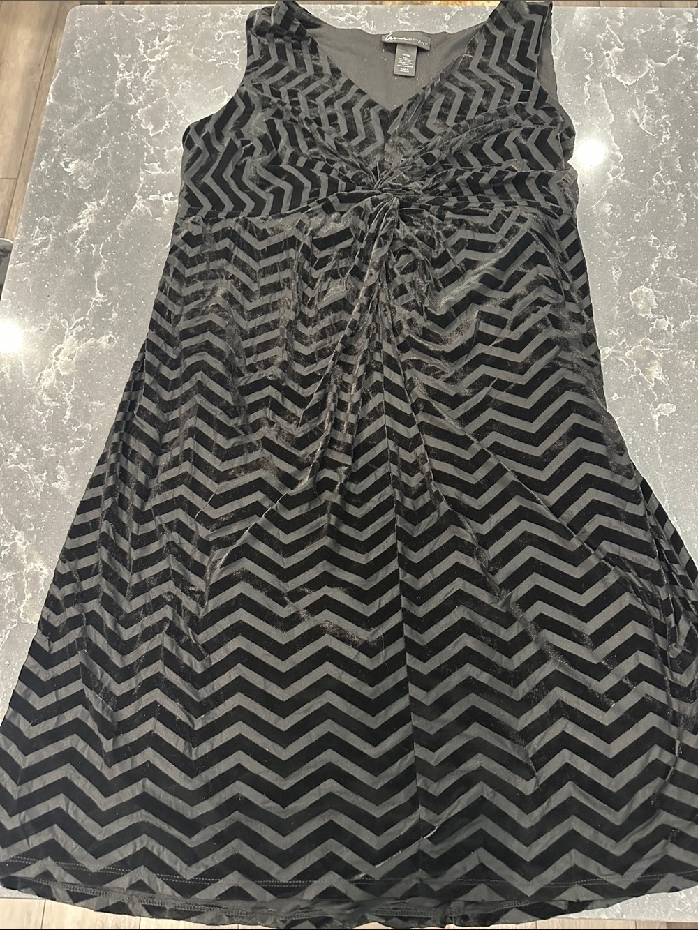 Lane Bryant Women’s Black Chevron Velvet A-Line Dress 18/20